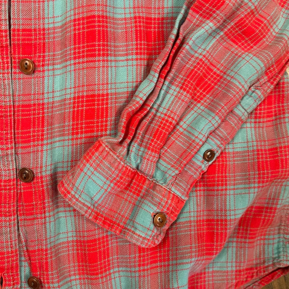Filson Seattle Button Down Flannel Shirt red & blue Sz Large (Q1) - Picture 4 of 7